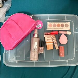 Clinique Foundation and Makeup Set with Pink Bag